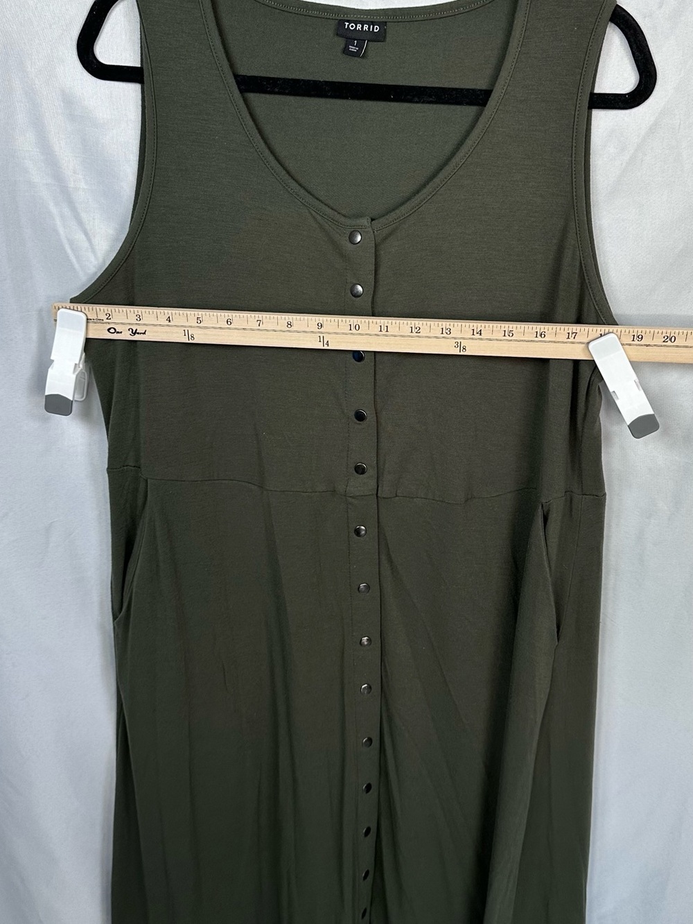 Torrid Olive Green Sleeveless Maxi Jersey Button-Front Dress Size 1 - Picture 7 of 10